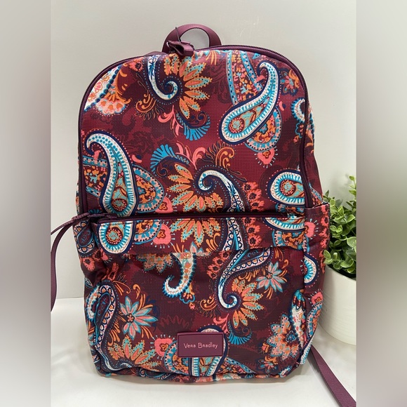 NEW Vera Bradley Packable Large Campus Backpack Paisley Jamboree Red - Picture 5 of 9